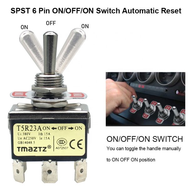 Vippe Kontakt, ON/OFF/ON. 6 Pins -  Toggle Switch