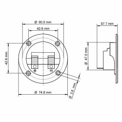 Hjttaler Klemmeterminal, Rund, 2 x Klemme