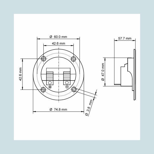 Hjttaler Klemmeterminal, Rund, 2 x Klemme