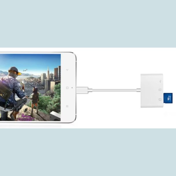 3 i1 USB C til SD/TF-kortlser/USB A  Sort