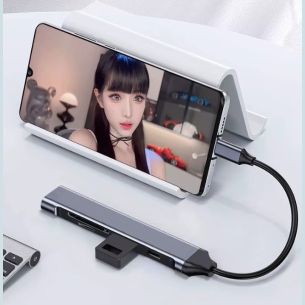 5 i1 USB C til SD/TF-kortlser/USB A  Gr