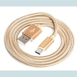 USB-C 1M. Guld. Flettet   USB A Hun til