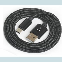 USB-C 3M. Sort. Flettet   USB A Hun til