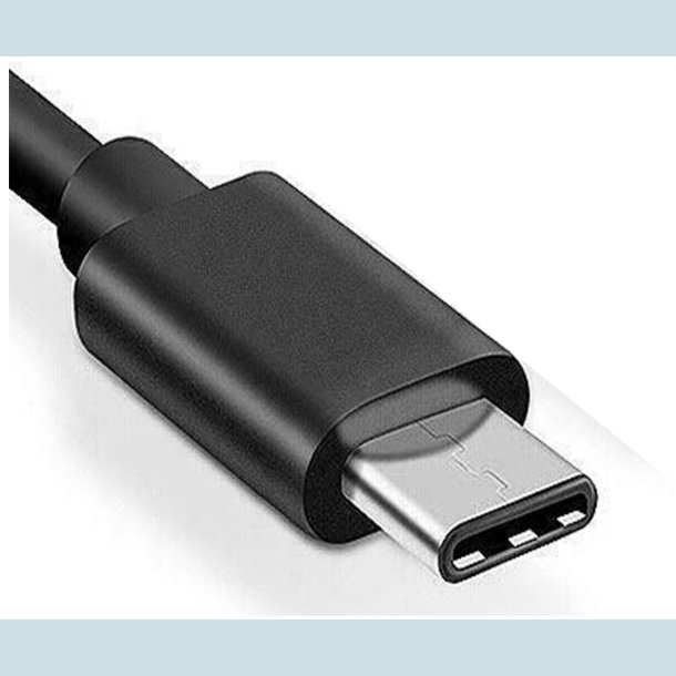 USB-C 2M. Sort. Flettet   USB A Hun til