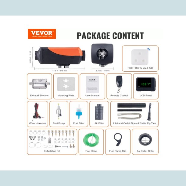 Vevor 8KW 12V/24V Diesel-Luftvarmer