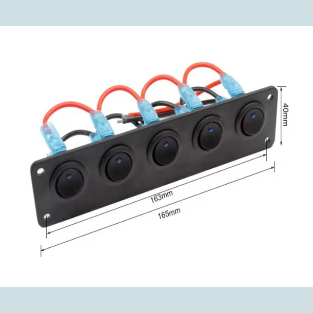 El Panel 12/24V  5 kontakter med lys