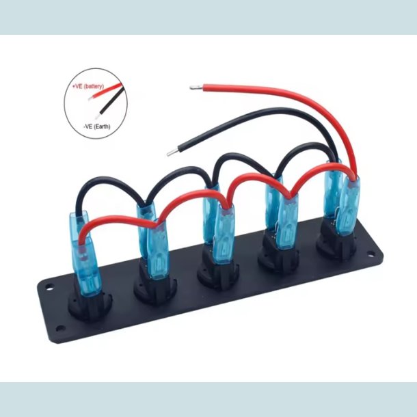 El Panel 12/24V  5 kontakter med lys