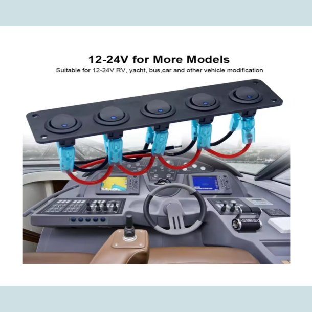 El Panel 12/24V  5 kontakter med lys