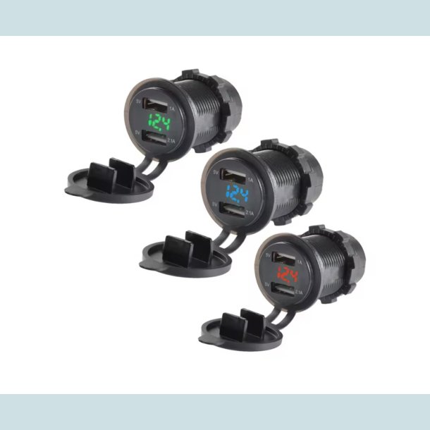 Cigarstik Enkelt, 12-24V Stnktt, med Voltmeter