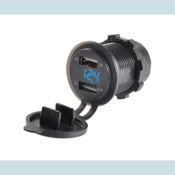 Cigarstik Enkelt, 12-24V Stnktt, med Voltmeter