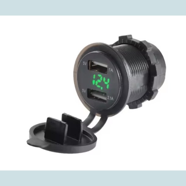 Cigarstik Enkelt, 12-24V Stnktt, med Voltmeter