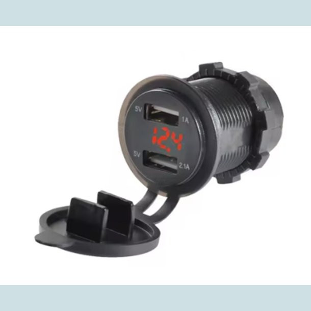 Cigarstik Enkelt, 12-24V Stnktt, med Voltmeter