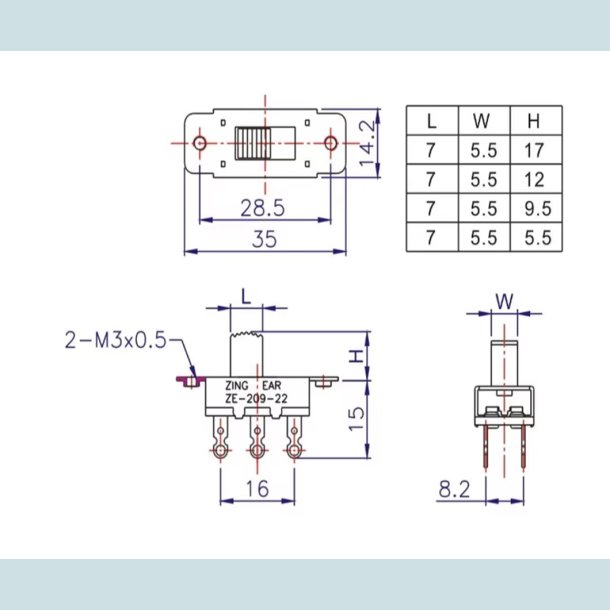 Skyde kontakt, on-on / on-off