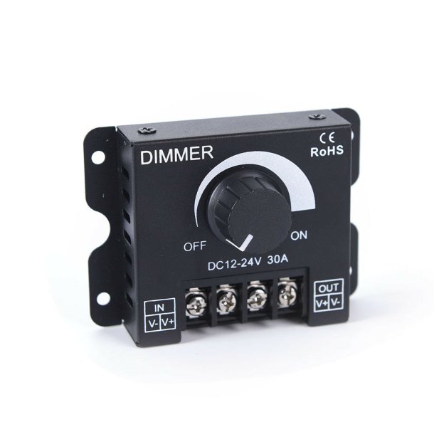 Lys Dmper, 12-24V, 30A, Sort