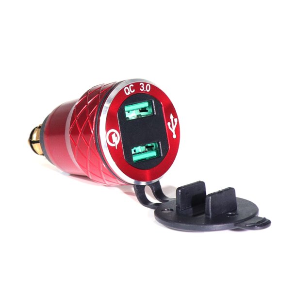 QC3.0 5V 2.1A Din stik. Med voltmeter. Rd