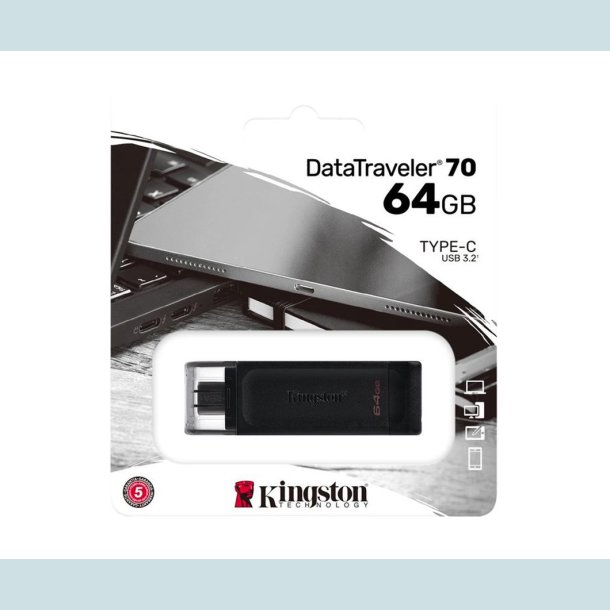 Kingston DataTraveler 70, 64 GB USB-C 3.2 Gen 1 flash drive,