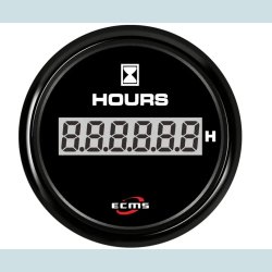 Timet�ller 9-32 V, 52 mm. Sort/Sort,  ECMS