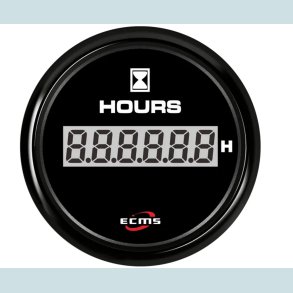 Timet�ller 9-32 V, 52 mm. Sort/Sort,  ECMS