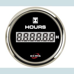 Timet�ller 9-32 V, 52 mm. Sort/S�lv,  ECMS