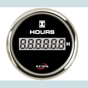 Timet�ller 9-32 V, 52 mm. Sort/S�lv,  ECMS