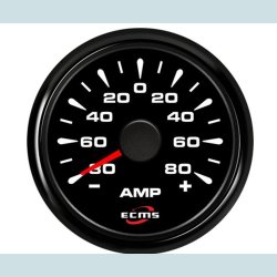 Amperemeter 9-32 V, 52 mm. Sort/Sort  ECMS