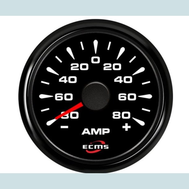 Amperemeter 9-32 V, 52 mm. Sort/Sort  ECMS