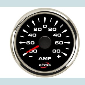 Amperemeter 9-32 V, 52 mm. Sort/Slv  ECMS