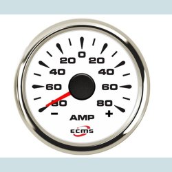 Amperemeter 9-32 V, 52 mm. Hvid/S�lv  ECMS