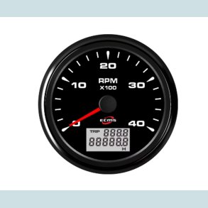 Omdrejningstller 9-32V, 85 mm. 0-4000 Rpm. Sort/Sort  ECMS