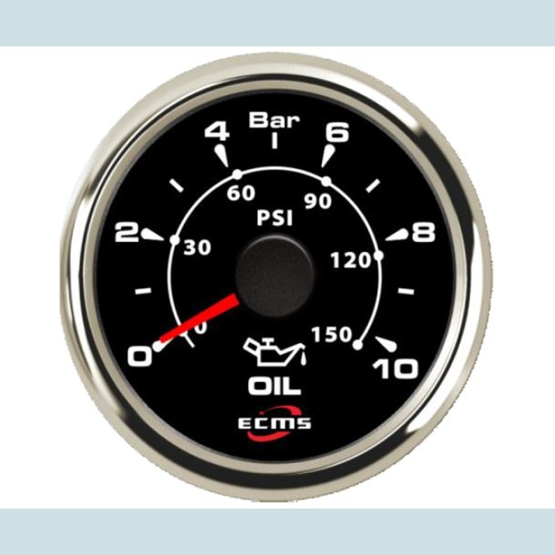 Olietryks mler 9-32 V, 52 mm. Sort/Slv  ECMS
