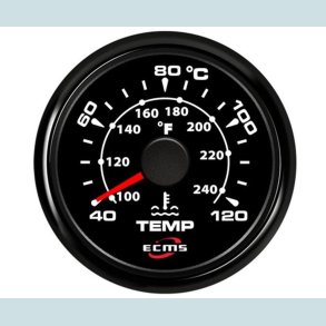 Vandtemperatur mler 9-32 V, 52 mm. Sort/Sort  ECMS