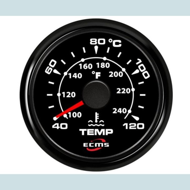 Vandtemperatur mler 9-32 V, 52 mm. Sort/Sort  ECMS