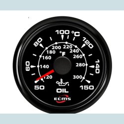 Olie Temperatur m�ler 9-32 V, 52 mm. Sort/Sort  ECMS