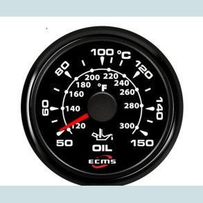 Olie Temperatur m�ler 9-32 V, 52 mm. Sort/Sort  ECMS