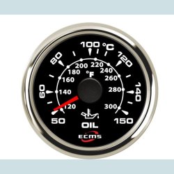 Olie Temperatur m�ler 9-32 V, 52 mm. Sort/S�lv  ECMS