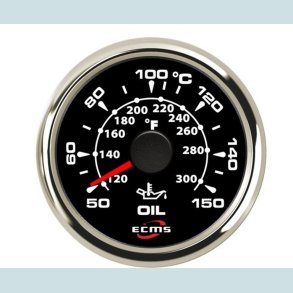 Olie Temperatur m�ler 9-32 V, 52 mm. Sort/S�lv  ECMS