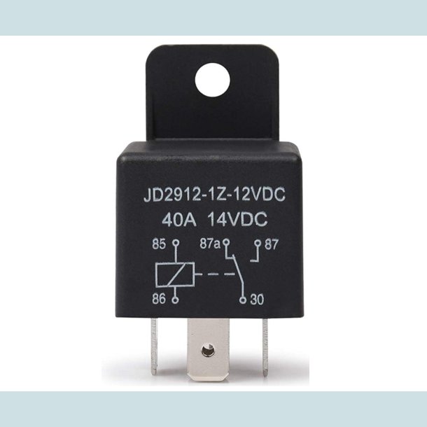 Rel, 5 Pin, 12V-40A,   m//holder, Vandtt