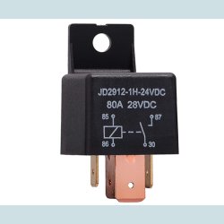 Rel, 5 Pin, 24V-80A,   m//holder, Vandtt