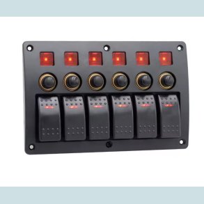 El Panel 12/24V  6 kontakter med sikringer