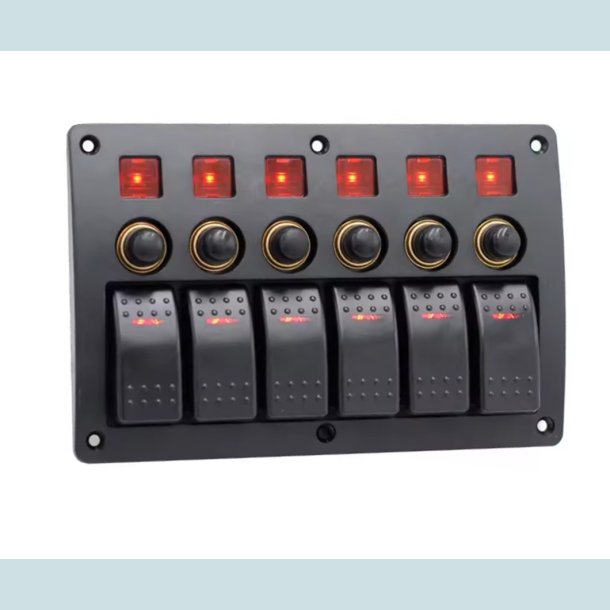El Panel 12/24V  6 kontakter med sikringer