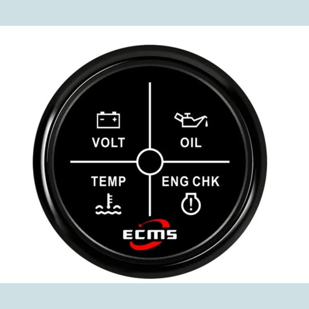 4 Led alarm  9 -32 V, 52 mm. Sort/Sort,