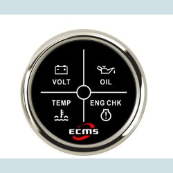 4 Led alarm  9 -32 V, 52 mm. Sort/S�lv,