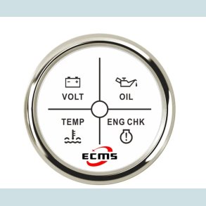 4 Led alarm  9 -32 V, 52 mm. Hvid/Slv,