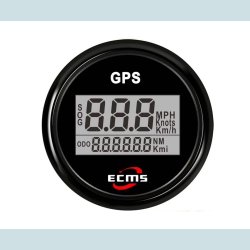GPS Speedometer. 9-32 V, 52 mm. Sort,  ECMS