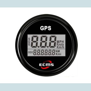 GPS Speedometer. 9-32 V, 52 mm. Sort,  ECMS