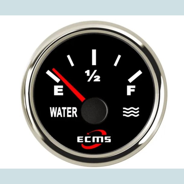 Vandtank m�ler 9-32 V, 52 mm. Sort/S�lv,  ECMS