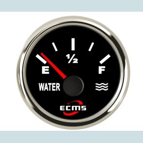 Vandtank m�ler 9-32 V, 52 mm. Sort/S�lv,  ECMS