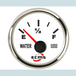 Vandtank m�ler 9-32 V, 52 mm. Hvid/S�lv,  ECMS