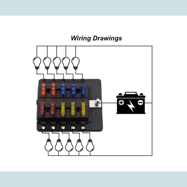 Sikrings Boks Til 10 Sikringer. m/indikator