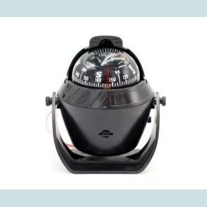 Kompas med lys, Sort, 12V